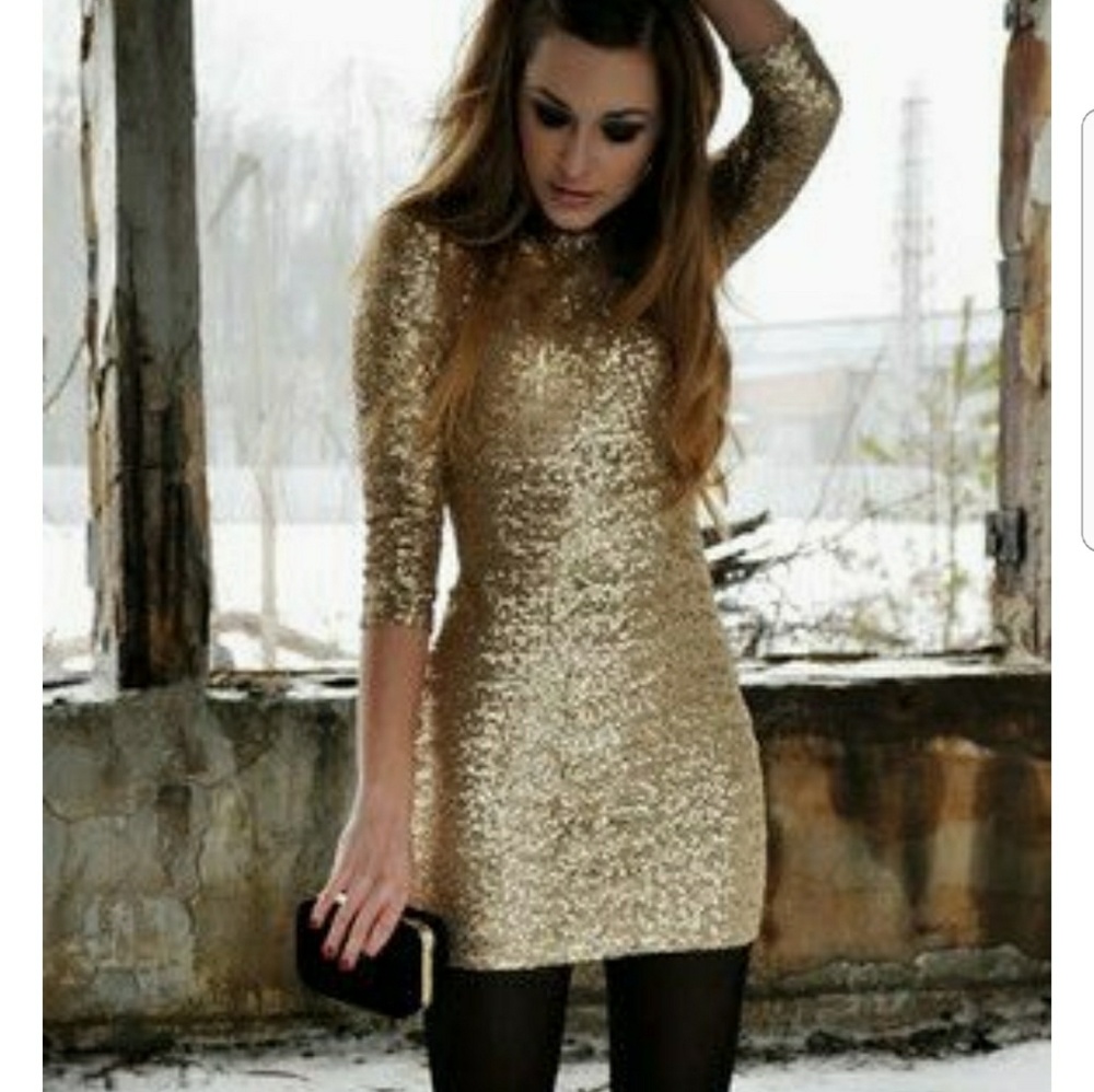 ⚡🆕TFNC LONDON Sequin Gold Dress Size XS🔥